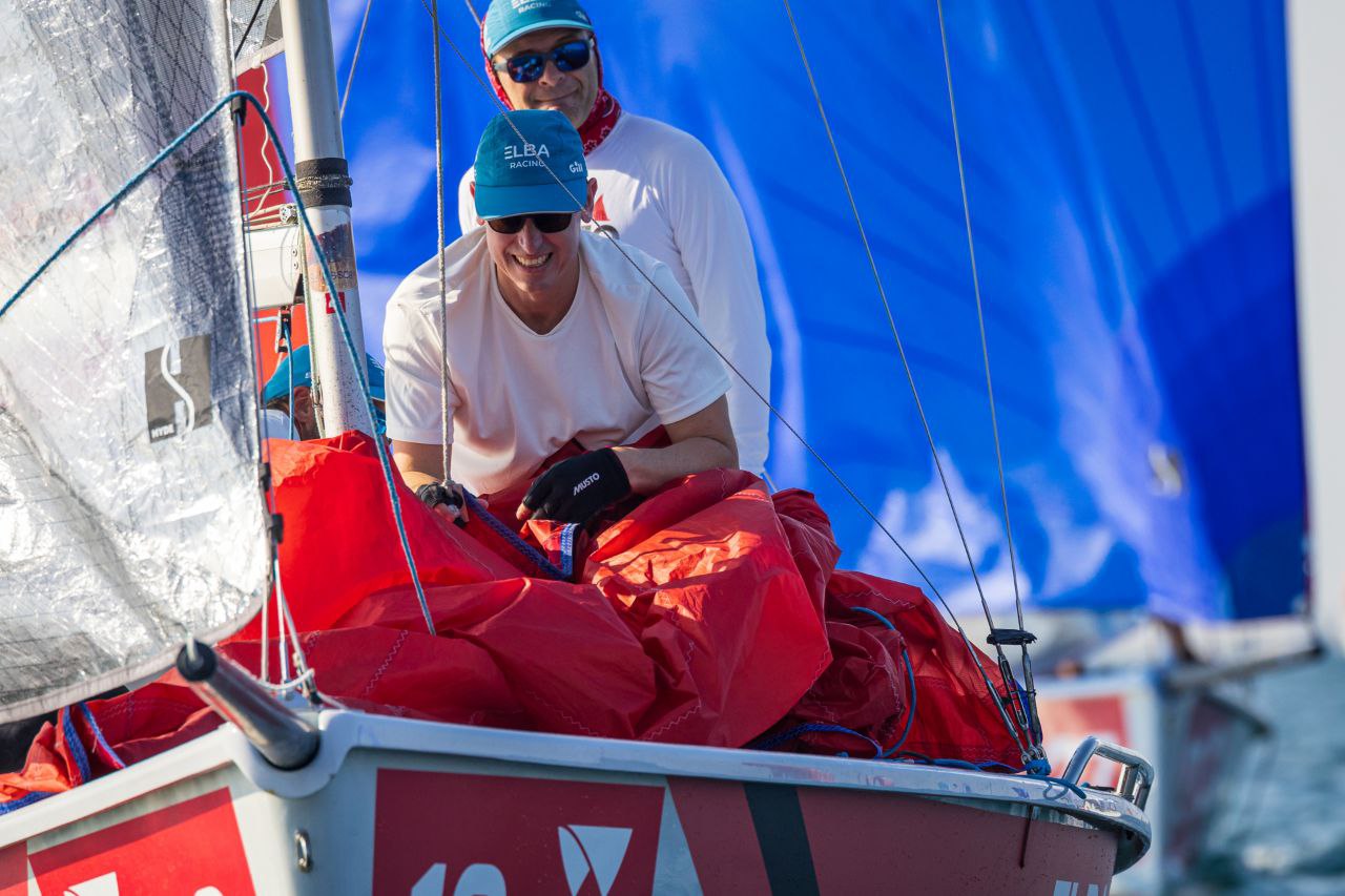 ELBA Racing crew with sail